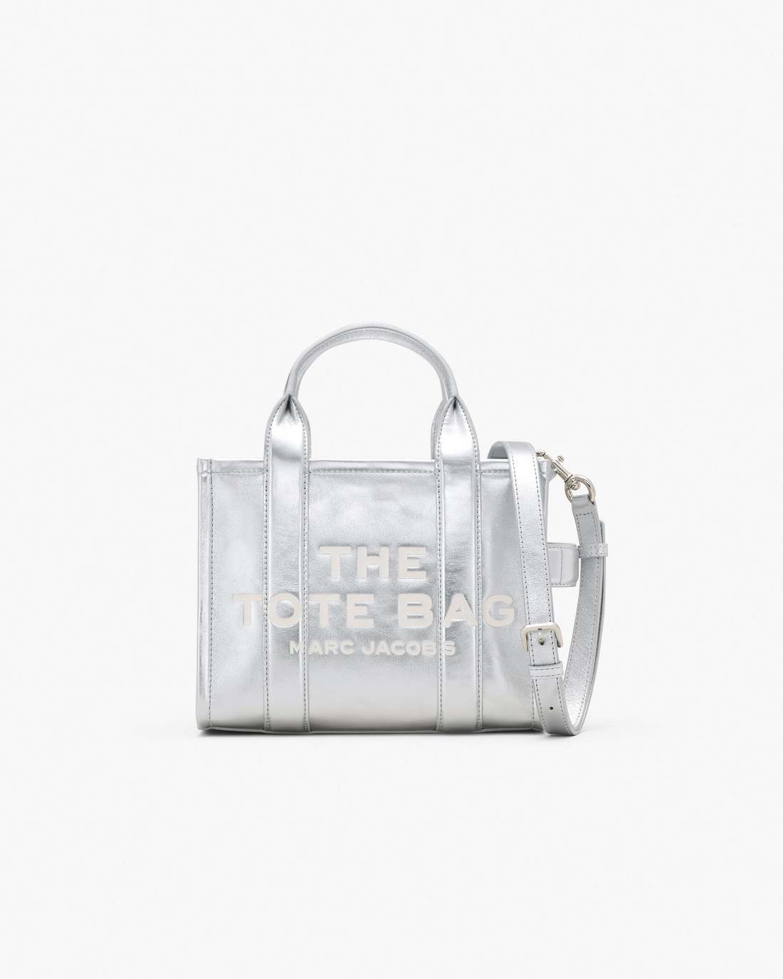 Marc Jacobs The Metallic Leather Small Tote Bag Metallic Silver