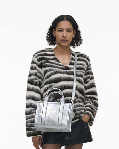 Marc Jacobs The Metallic Leather Small Tote Bag Metallic Silver