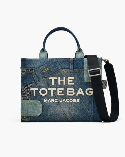 Marc Jacobs The Deconstructed Denim Medium Tote Bag Indigo Multi