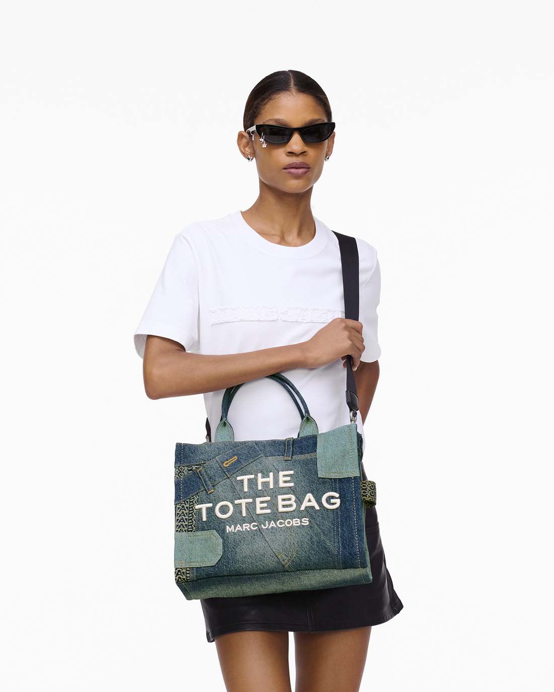 Marc Jacobs The Deconstructed Denim Medium Tote Bag Indigo Multi