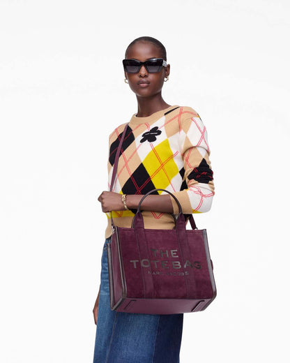 Marc Jacobs The Suede Medium Tote Bag Dark Plum