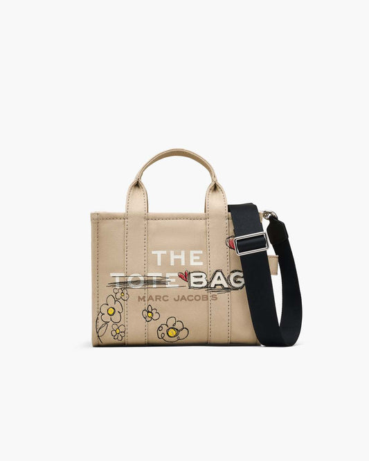 Marc Jacobs The Daisy Doodle Canvas Small Tote Bag Beige Multi