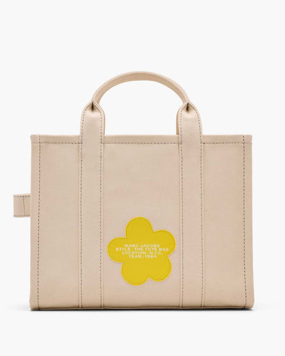 Marc Jacobs The Daisy Script Canvas Medium Tote Bag Cloud White Multi