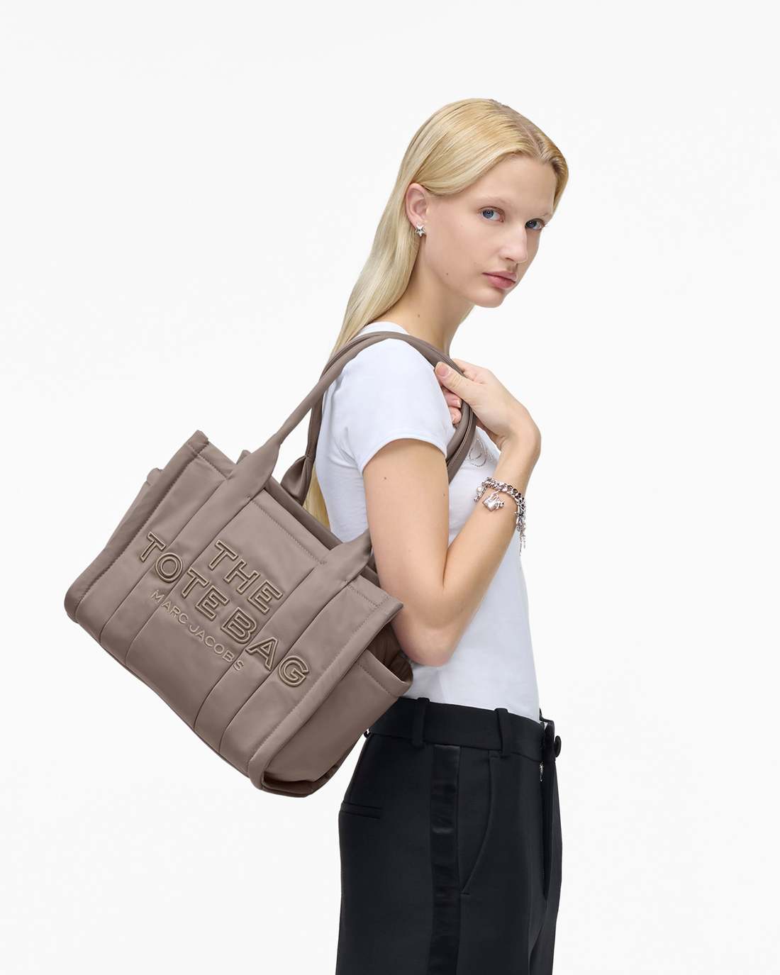 Marc Jacobs The Puffy Nylon Medium Tote Bag Cement