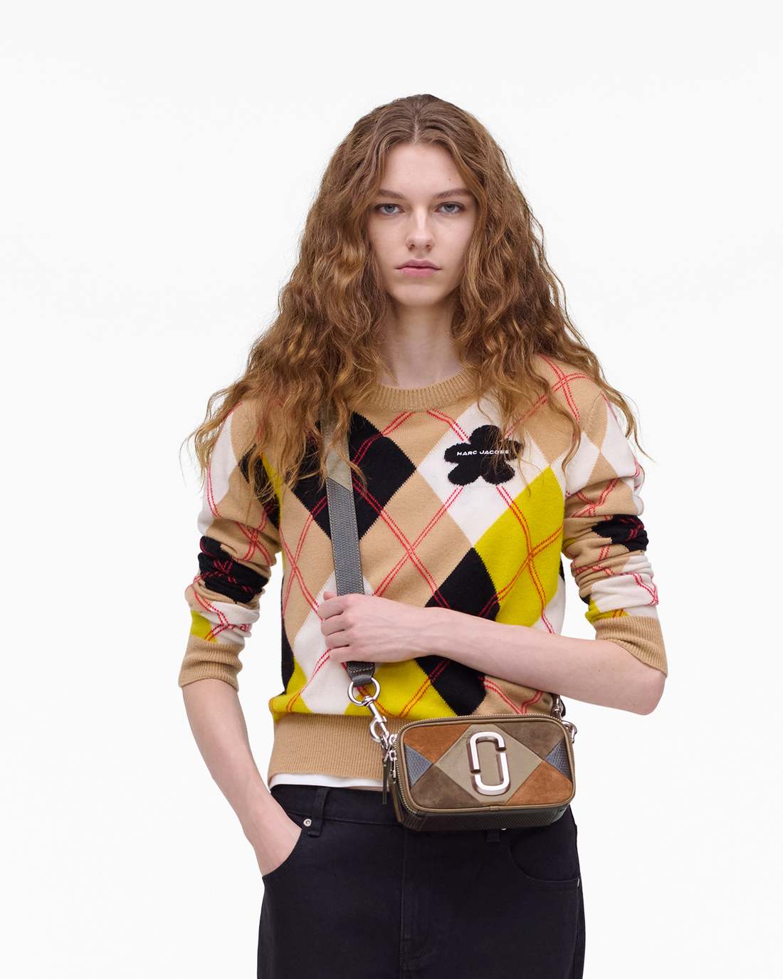 Marc Jacobs The Suede Patchwork Snapshot Brown Multi