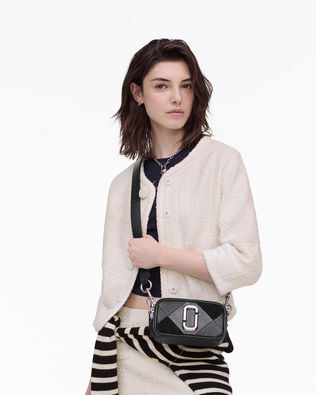 Marc Jacobs The Suede Patchwork Snapshot Black Multi
