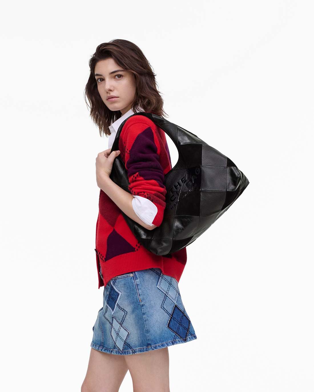Marc Jacobs The Suede Patchwork Sack Bag Black Multi
