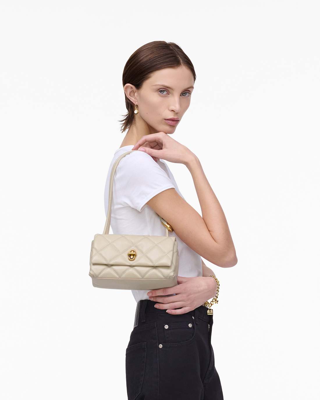 Marc Jacobs The Quilted Mini Dual Shoulder Bag Cloud White