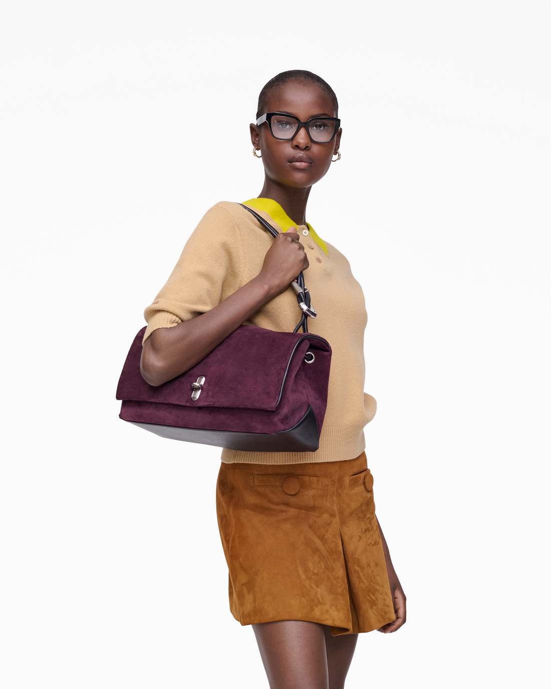 Marc Jacobs The Suede Large Dual Dark Plum