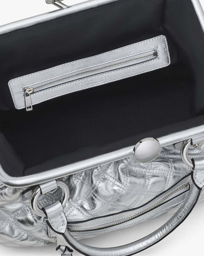 Marc Jacobs Re-Edition Quilted Metallic Leather Stam Bag Silver