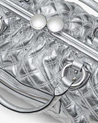 Marc Jacobs Re-Edition Quilted Metallic Leather Stam Bag Silver
