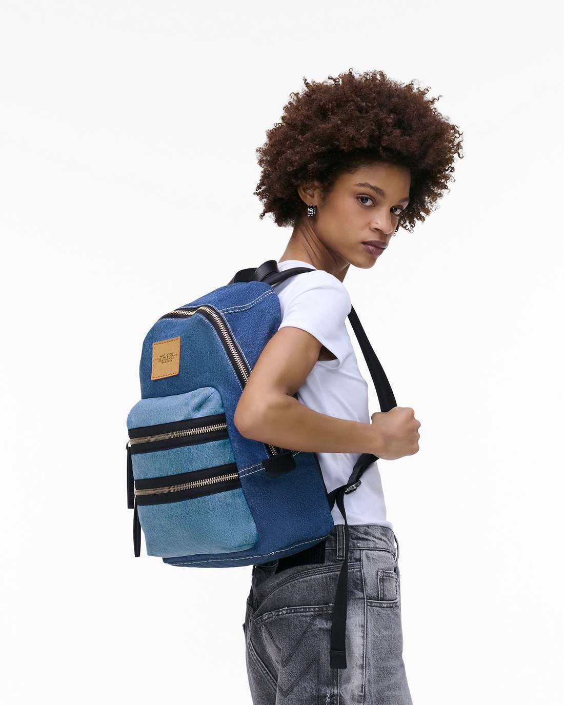 Marc Jacobs The Biker Colorblock Denim Large Backpack Indigo Multi