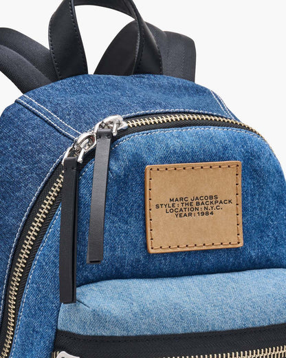 Marc Jacobs The Biker Colorblock Denim Medium Backpack Indigo Multi