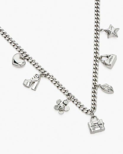 Marc Jacobs The Mini Icon Charm Necklace Light Antique Silver