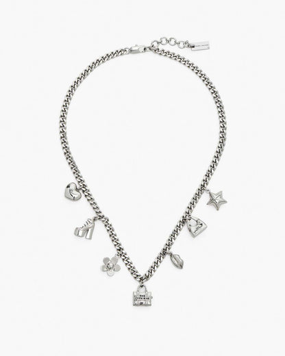 Marc Jacobs The Mini Icon Charm Necklace Light Antique Silver