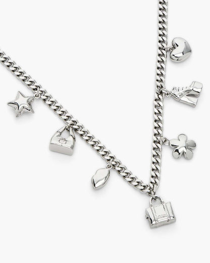 Marc Jacobs The Mini Icon Charm Necklace Light Antique Silver