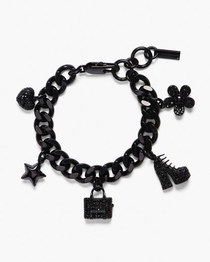 Marc Jacobs The Pave Mini Icon Charm Bracelet Black/Black Crystal