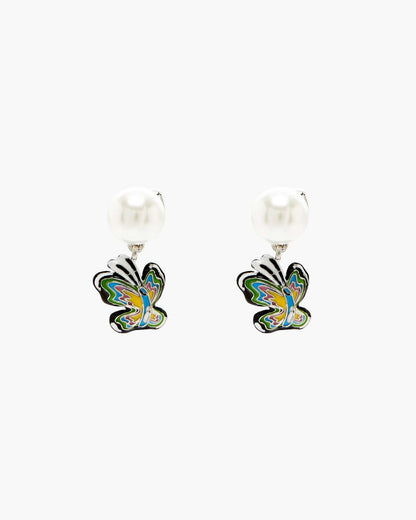 Marc Jacobs Hattie Stewart X Marc Jacobs Butterfly Pearl Earrings Silver/Multi