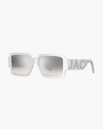 Marc Jacobs The Bold Logo Square Mirrored Sunglasses White/Grey