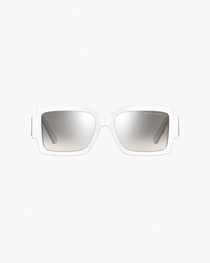 Marc Jacobs The Bold Logo Square Mirrored Sunglasses White/Grey