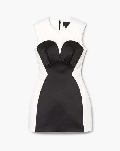 Marc Jacobs Seamed Up Satin Dress Black/White