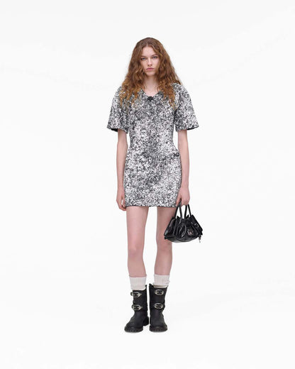 Marc Jacobs Sequin V-Neck Knit Dress Silver