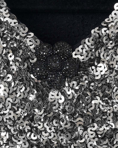 Marc Jacobs Sequin V-Neck Knit Dress Silver