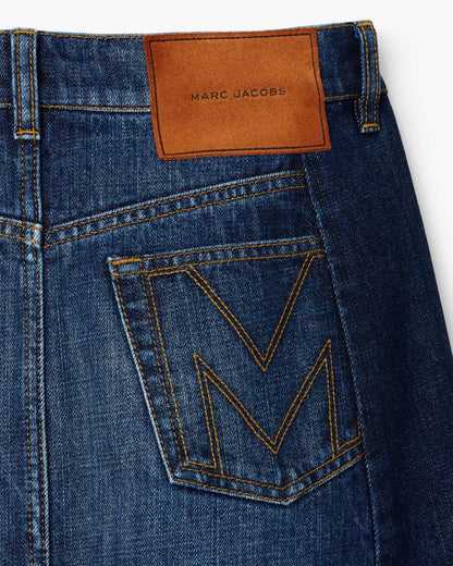 Marc Jacobs Two Tone Shadow Denim Skirt Dark Slub Indigo