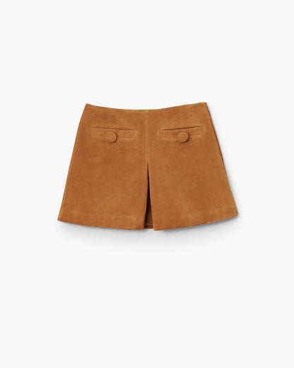Marc Jacobs Suede Box Pleat Mini Skirt Copper